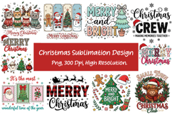 Christmas Sublimation Design,Christmas Typography PNG Product Image 1