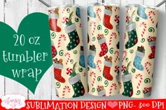 Christmas tumbler wrap for sublimation | Stockings gifts PNG Product Image 1
