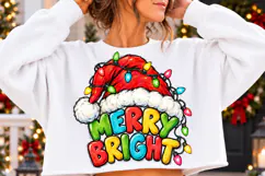 Merry Bright Christmas PNG | Colorful Santa Hat & Christmas Product Image 2