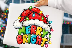 Merry Bright Christmas PNG | Colorful Santa Hat & Christmas Product Image 4