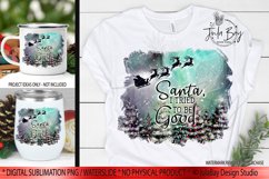 Christmas Sublimation Design Santa I Tried to be Good Colorful Night Sky with Christmas Tree Lights Northern Lights and Santa Sleigh and Reindeer