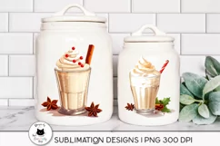 christmas coffee drink png designs shown on 2 jars