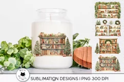 christmas sublimation design with bookshelf