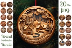 3D Christmas Ornaments PNG Bundle | Wood Carving Ornaments Product Image 1