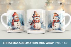 Christmas sublimation mug wrap, snowman mug wrap Product Image 1