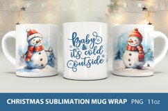 Christmas sublimation mug wrap, Snowman mug designs Product Image 1