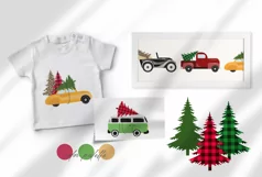 Christmas svg tree and retro truck png sublimation Buffalo Product Image 4