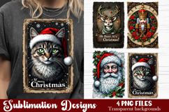 Christmas retro Santa Claus clipart. Patchwork clipart Product Image 1