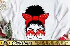 Christmas Messy Bun SVG Mom Life SVG Merry Christmas SVG Product Image 1