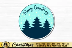 Merry Christmas Round Ornament SVG Christmas Door Sign SVG Product Image 2