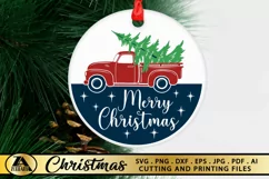 Christmas Door Sign SVG Round Ornament SVG Merry Christmas Product Image 1