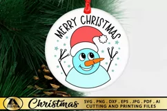 Christmas Door Sign SVG Round Ornament SVG Cute Snowman SVG Product Image 1