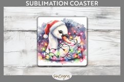 Christmas Swan v2 Entangled in Lights Square Coaster Sublima Product Image 1
