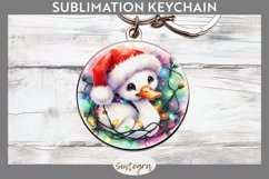 Christmas Swan v3 Entangled in Lights Round Keychain Sublima Product Image 1