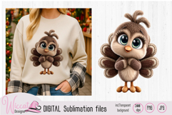 Cute Faux Yarn Turkey PNG Bundle Knitted Thanksgiving Turkey Product Image 2