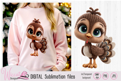 Cute Faux Yarn Turkey PNG Bundle Knitted Thanksgiving Turkey Product Image 4