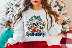 Christmas skull sublimation design - Creepy Christmas png Product Image 2