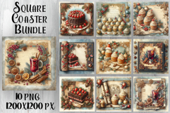 Vintage Christmas Sweet scrapbooking square Coaster Design Product Image 1