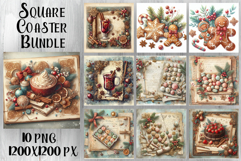 Vintage Christmas Sweet scrapbooking square Coaster Design Product Image 1