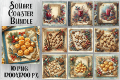 Vintage Christmas Sweet scrapbooking square Coaster Design Product Image 1