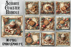 Vintage Christmas Sweet scrapbooking square Coaster Design Product Image 1