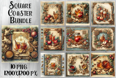 Vintage Christmas Sweet scrapbooking square Coaster Design Product Image 1