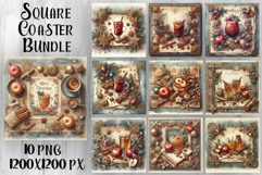 Vintage Christmas Sweet scrapbooking square Coaster Design Product Image 1