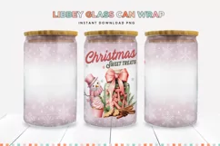 Snowman Pink Christmas Glass Can Sublimation PNG Product Image 1