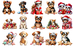 Cute Christmas Dog Clipart | Holiday Pups Sublimation PNG Product Image 2