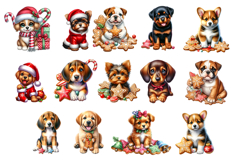 Cute Christmas Dog Clipart | Festive Puppies Sublimation PNG Product Image 2