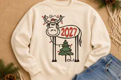 Funny Christmas 2027 Cow SVG Cut File for Cricut PNG Product Image 2