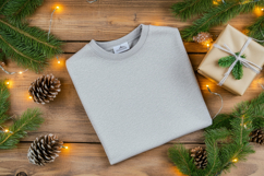Christmas Flat Lay Mockup with White T-Shirt Mockup Product Image 1