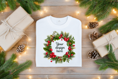 Christmas Flat Lay Mockup with White T-Shirt Mockup Product Image 2