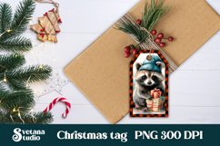 Christmas gift tags PNG | Christmas cute raccoon gift tag