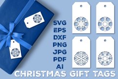 Paper Cut Christmas Gift Tags with Snowflakes. Christmas Tag Product Image 1