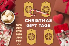Paper Cut Christmas Gift Tags with Snowflakes. Christmas Tag Product Image 1