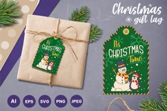 It's Christmas Time, Cute Snowman & Penguin Gift Tag Design Product Image 1