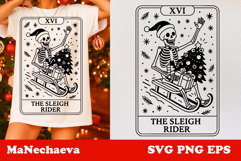 Christmas Skeleton Tarot Card SVG | The Sleigh Rider Clipart Product Image 1