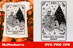 Christmas Skeleton Tarot SVG | Cozy Pajama Spirit Clipart Product Image 1
