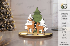 Christmas Tea Candle Holder Laser Cut. Tealight Holder SVG Product Image 1