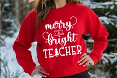 Merry Bright Teacher SVG I Christmas Teacher Shirt SVG Product Image 3