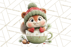 Christmas Teacup Clipart PNG Cute Holiday Characters Product Image 2
