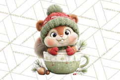 Christmas Teacup Clipart PNG Cute Holiday Characters Product Image 2