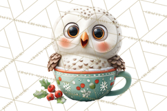 Christmas Teacup Clipart PNG Cute Holiday Characters Product Image 3