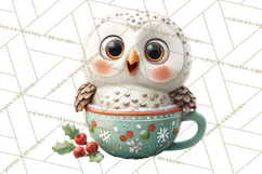 Christmas Teacup Clipart PNG Cute Holiday Characters Product Image 3
