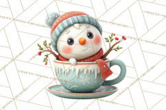 Christmas Teacup Clipart PNG Cute Holiday Characters Product Image 4