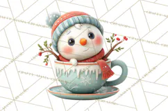 Christmas Teacup Clipart PNG Cute Holiday Characters Product Image 4