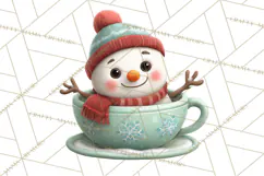Christmas Teacup Clipart PNG Cute Holiday Characters Product Image 2