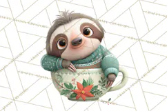 Christmas Teacup Clipart PNG Cute Holiday Characters Product Image 3