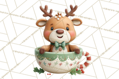 Christmas Teacup Clipart PNG Cute Holiday Characters Product Image 4